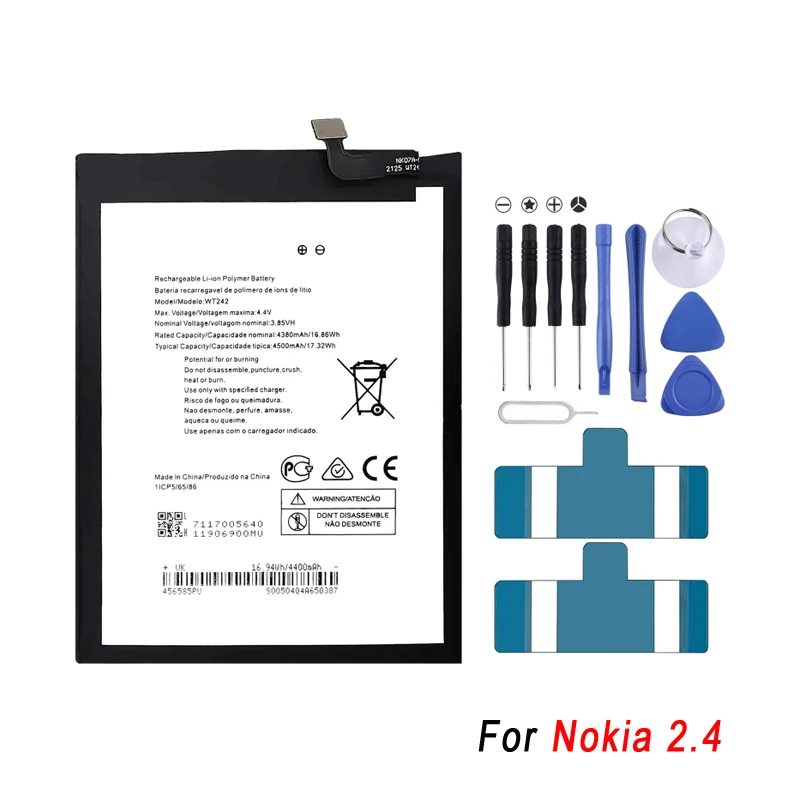 WT242 4500 мАч для Nokia 2,4, Замена литий-полимерной перезаряжаемой батареи телефона
WT242 4500 мАч для Nokia 2,4, Замена литий-полимерной перезаряжаемой батареи телефона