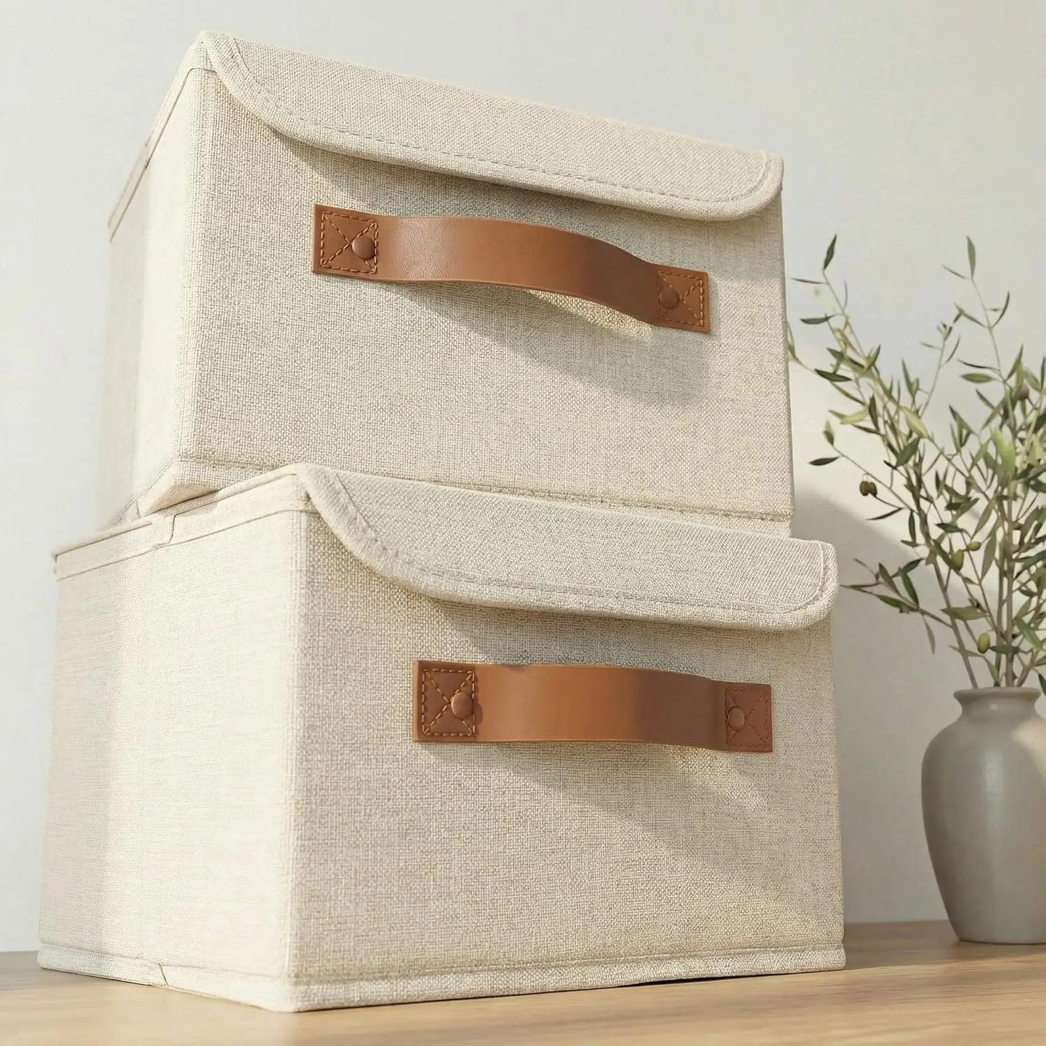 Set of 2 Decorative Storage Boxes with Lids for Home Organizing - 9.7x7.5x6.5 Inch Fabric Bins for Photos, Documents, and Keepsakes
Set of 2 Decorative Storage Boxes with Lids for Home Organizing - 9.7x7.5x6.5 Inch Fabric Bins for Photos, Documents, and Keepsakes