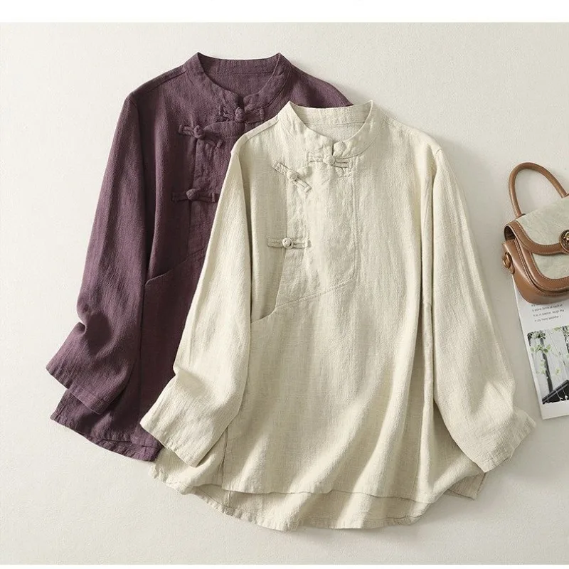 Loose Women's Shirt Long Sleeve Cotton Linen Outerwear Mid-Length Button-Up Spring Summer New Style Comfortable Breathable
Loose Women's Shirt Long Sleeve Cotton Linen Outerwear Mid-Length Button-Up Spring Summer New Style Comfortable Breathable