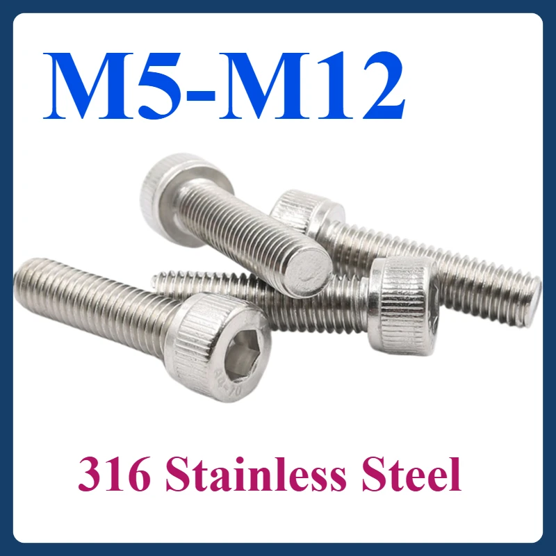 M5 ~ M12 Marine Grade 316 Stainless Steel Hexagon Hex Socket Head Cap Allen Screw,Length 3-100mm Saltwater Resistant (1~10pcs)
M5 ~ M12 Marine Grade 316 Stainless Steel Hexagon Hex Socket Head Cap Allen Screw,Length 3-100mm Saltwater Resistant (1~10pcs)