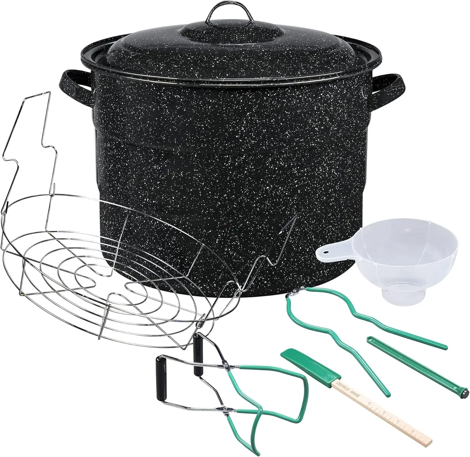 8 Piece Enamelware Water bath canning Pot with Canning kit and Rack. Canning Supplies Starter Kit
8 Piece Enamelware Water bath canning Pot with Canning kit and Rack. Canning Supplies Starter Kit
