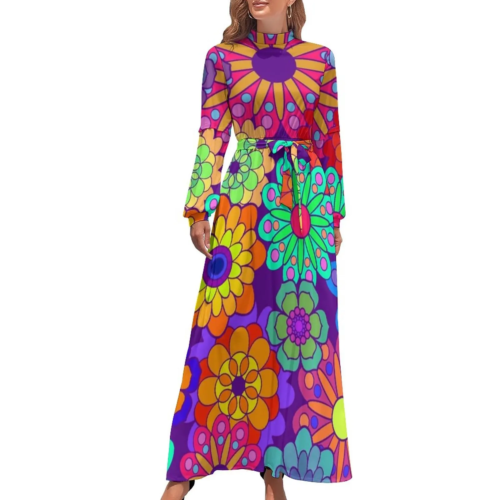 Colorful Bright Flowers Dress Retro Hippy Flower Sexy Maxi Dress Basic Beach Long Dresses High Waist Graphic Clothing
Colorful Bright Flowers Dress Retro Hippy Flower Sexy Maxi Dress Basic Beach Long Dresses High Waist Graphic Clothing