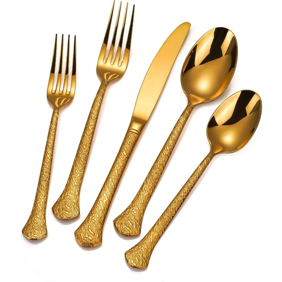 Набор столовых приборов из 20 предметов, кованое золото, набор столовых приборов из нержавеющей стали 18/10, тяжелый вес, можно мыть в посудомоечной машине, идеально подходит для свадьбы
Набор столовых приборов из 20 предметов, кованое золото, набор столовых приборов из нержавеющей стали 18/10, тяжелый вес, можно мыть в посудомоечной машине, идеально подходит для свадьбы