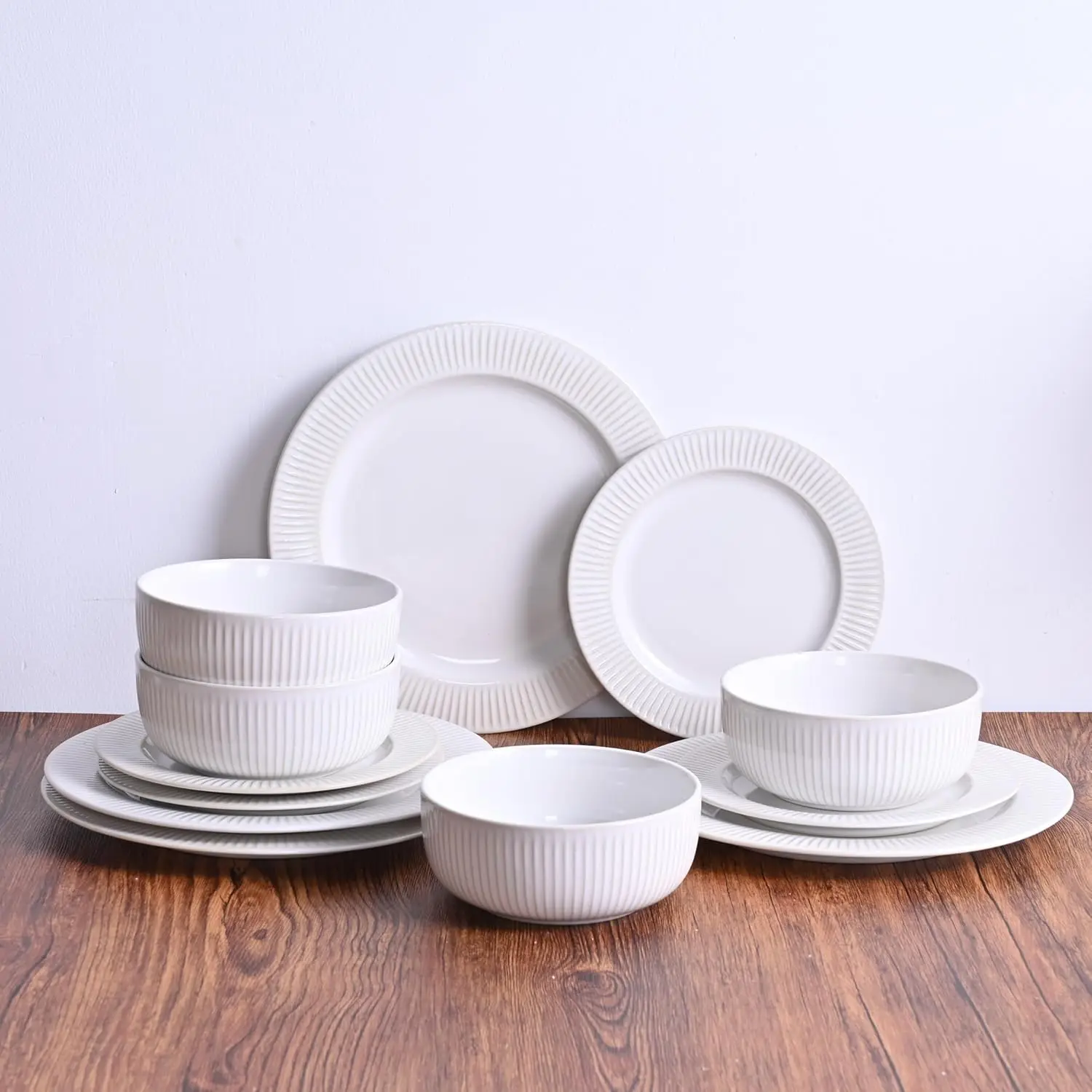 Ceramic Dinnerware Set for 4, 12-Piece Stoneware Plates and Bowls Set, Microwave & Dishwasher Safe, Lead-Free Scratch Resistant,
Ceramic Dinnerware Set for 4, 12-Piece Stoneware Plates and Bowls Set, Microwave & Dishwasher Safe, Lead-Free Scratch Resistant,