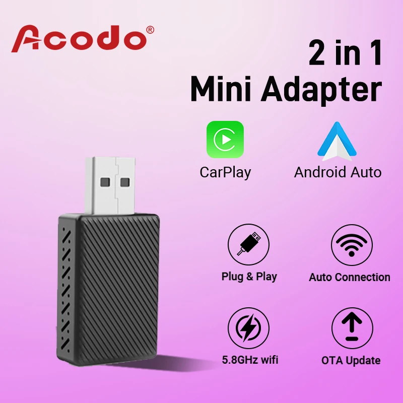 Acodo NEW 2in1 Carplay Mini Box Android Auto Wireless Adapter Smart Mini Box Plug And Play Dongle Bluetooth WiFi Auto Connect
Acodo NEW 2in1 Carplay Mini Box Android Auto Wireless Adapter Smart Mini Box Plug And Play Dongle Bluetooth WiFi Auto Connect