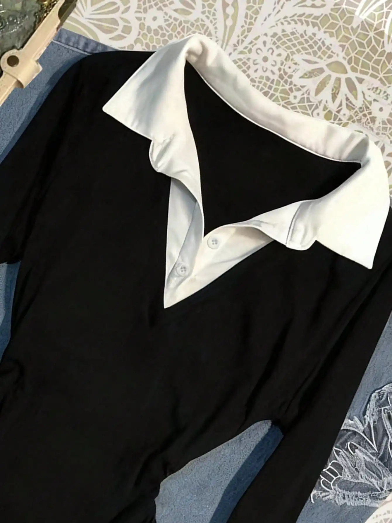 Women's Contrast Color Shirt Collar Long Sleeve Casual 2 In 1 Top
Women's Contrast Color Shirt Collar Long Sleeve Casual 2 In 1 Top