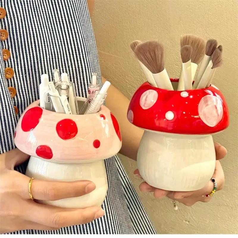 Cute Mushroom Ceramic Pen Container Series Suitable Makeup Brushes Container Office Supplies Desktop Creative Decoration
Cute Mushroom Ceramic Pen Container Series Suitable Makeup Brushes Container Office Supplies Desktop Creative Decoration