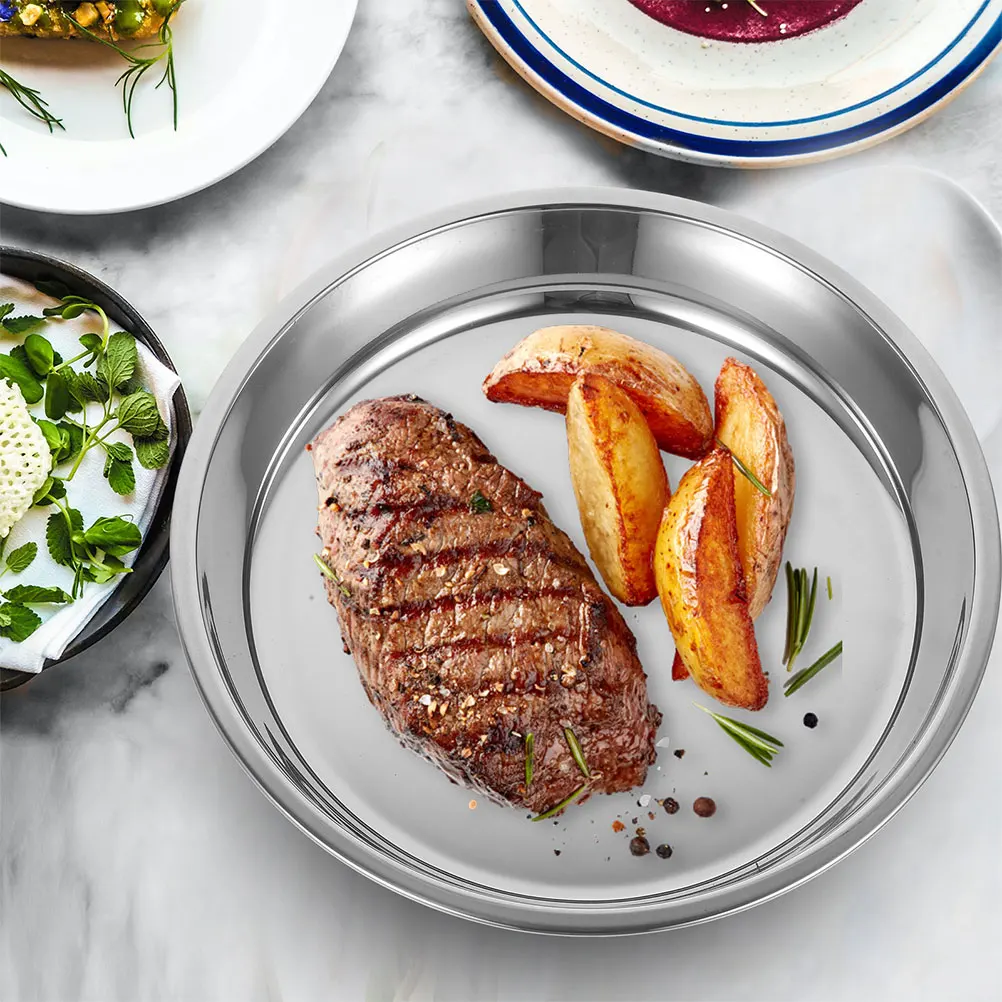 Stainless Steel Plate 24cm Thick Round Food Plates Tray for Food Plate Barbecue Picnic Camping Party Home Storage 
Stainless Steel Plate 24cm Thick Round Food Plates Tray for Food Plate Barbecue Picnic Camping Party Home Storage