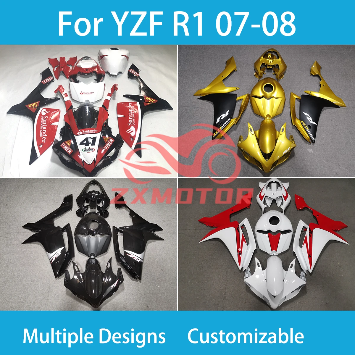 YZF R1 07 08 100% подходят обтекатели для Yamaha YZF R 1 2007 2008, установка гоночного мотоцикла, индивидуальные детали кузова, комплект обтекателя
YZF R1 07 08 100% подходят обтекатели для Yamaha YZF R 1 2007 2008, установка гоночного мотоцикла, индивидуальные детали кузова, комплект обтекателя