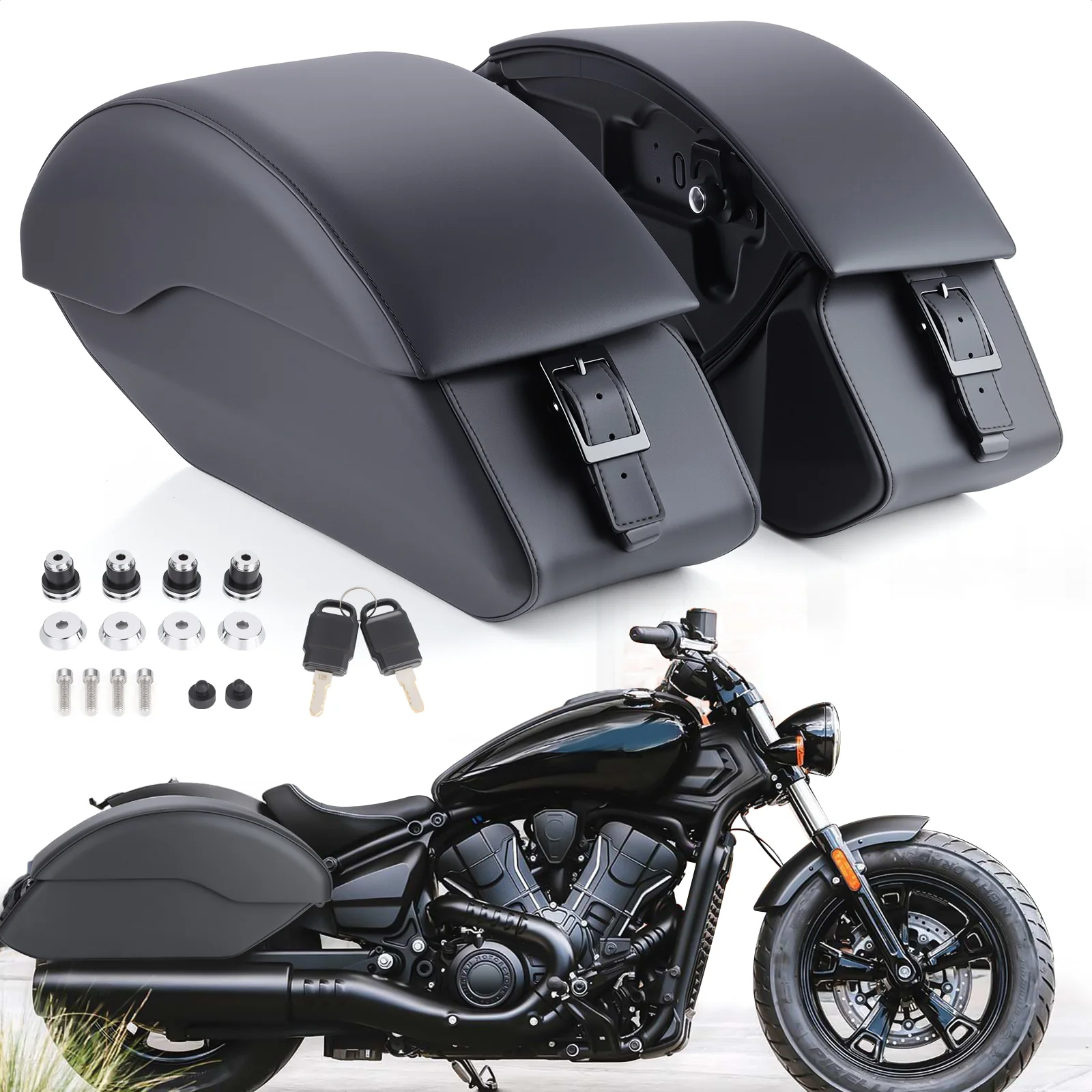 Motorcycle Black Saddlebags Saddle Bag for Indian Scout Sixty Scout 2015-2024, Scout ABS 2019-2020, 100th Anniversary 2020
Motorcycle Black Saddlebags Saddle Bag for Indian Scout Sixty Scout 2015-2024, Scout ABS 2019-2020, 100th Anniversary 2020