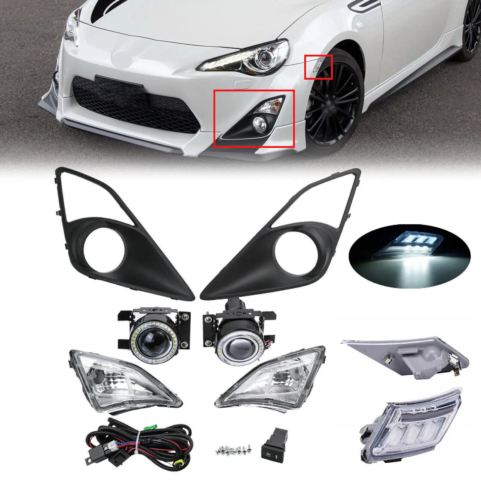Fit 2013-2016 Scion FR-S Toyota GT86 LED Fog Lights + Side Marker Lamps w/Wiring
Fit 2013-2016 Scion FR-S Toyota GT86 LED Fog Lights + Side Marker Lamps w/Wiring