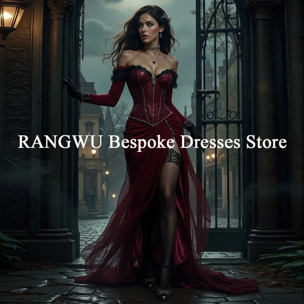 Vampire Gothic Red Wedding Dress With Slit Elegant Long Sleeve Civil War Bridal Dress 2026 Medieval Customized
Vampire Gothic Red Wedding Dress With Slit Elegant Long Sleeve Civil War Bridal Dress 2026 Medieval Customized