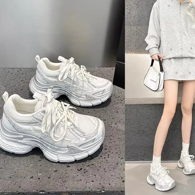 Women's Sport Shoes Thick Bottom Dad Sneakers Leather Fashion Spring Low Top round Toe TPR Outsole Versatile Comfortable
Women's Sport Shoes Thick Bottom Dad Sneakers Leather Fashion Spring Low Top round Toe TPR Outsole Versatile Comfortable