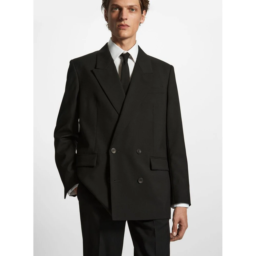 Простые черные мужские деловые модные костюмы, комплекты из двух предметов, куртка и брюки, двубортный пик с лацканами, офисная вечеринка, свадьба, мужская одежда
Простые черные мужские деловые модные костюмы, комплекты из двух предметов, куртка и брюки, двубортный пик с лацканами, офисная вечеринка, свадьба, мужская одежда