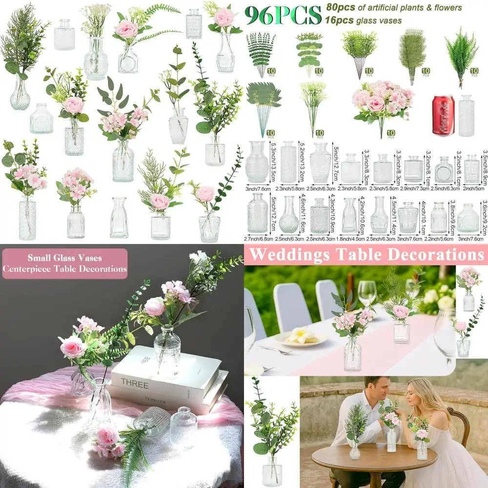 Artificial Flower Arrangement Kit with 16 Vases and 81 Pieces for DIY Centerpieces, Ideal for Wedding Tables and Events
Artificial Flower Arrangement Kit with 16 Vases and 81 Pieces for DIY Centerpieces, Ideal for Wedding Tables and Events