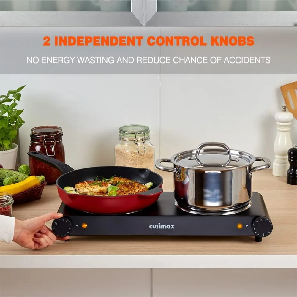 Double Burner, 1800W Electric Burner Ceramic Hot Plate for Cooking, Dual Control Infrared Burner, Stainless Steel
Double Burner, 1800W Electric Burner Ceramic Hot Plate for Cooking, Dual Control Infrared Burner, Stainless Steel