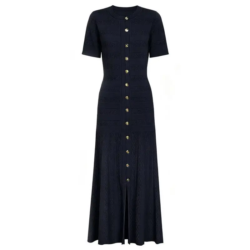 High Quality Fashionable Knitted Long Dress Women's Summer New Style Slimming Short Sleeve Midi Dress Citywalk round Neck
High Quality Fashionable Knitted Long Dress Women's Summer New Style Slimming Short Sleeve Midi Dress Citywalk round Neck