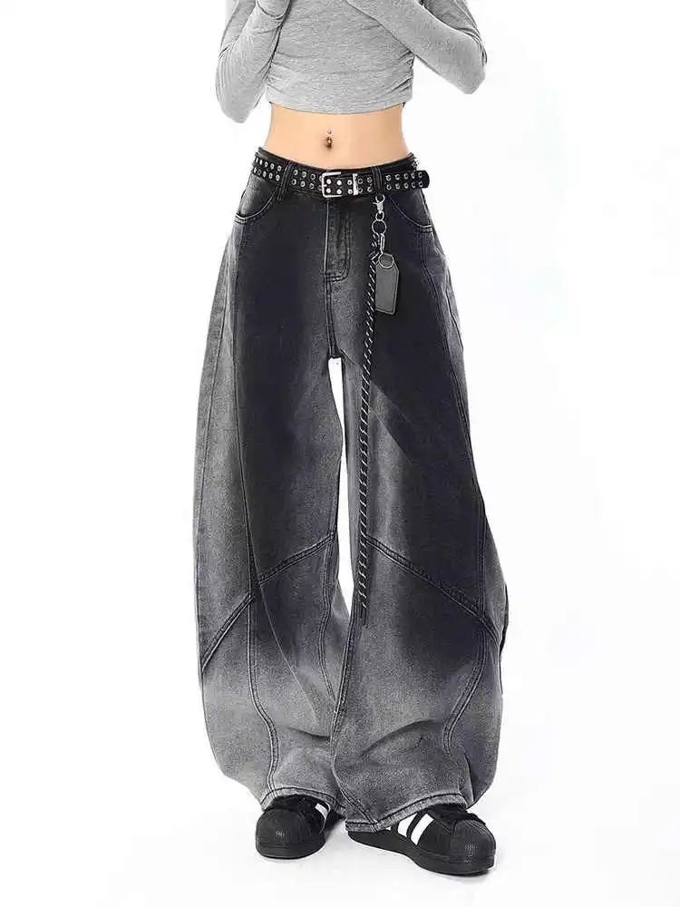 Женские черные готические мешковатые джинсы Y2k, винтажные джинсовые брюки с градиентом в стиле Харадзюку, японские джинсовые брюки-бойфренды 2000-х годов, осень 
Женские черные готические мешковатые джинсы Y2k, винтажные джинсовые брюки с градиентом в стиле Харадзюку, японские джинсовые брюки-бойфренды 2000-х годов, осень