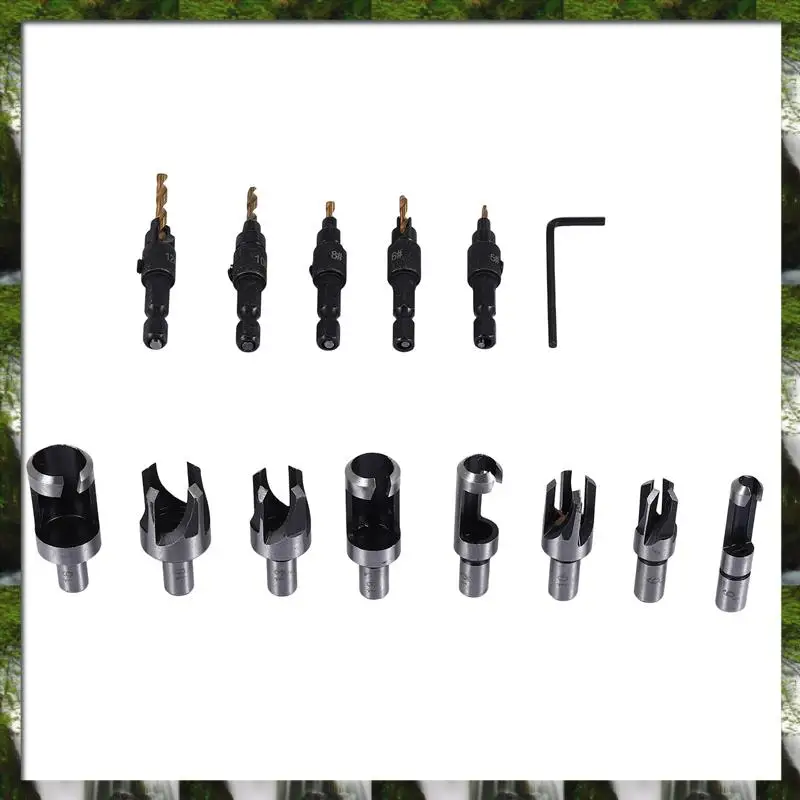 The New 14 Pcs Wood Plug Hole Cutter Chamfered Plug Cutter Drill Bits Five-Slot Countersink Drill 1/4 Inch Hex Spanner Tool Set
The New 14 Pcs Wood Plug Hole Cutter Chamfered Plug Cutter Drill Bits Five-Slot Countersink Drill 1/4 Inch Hex Spanner Tool Set