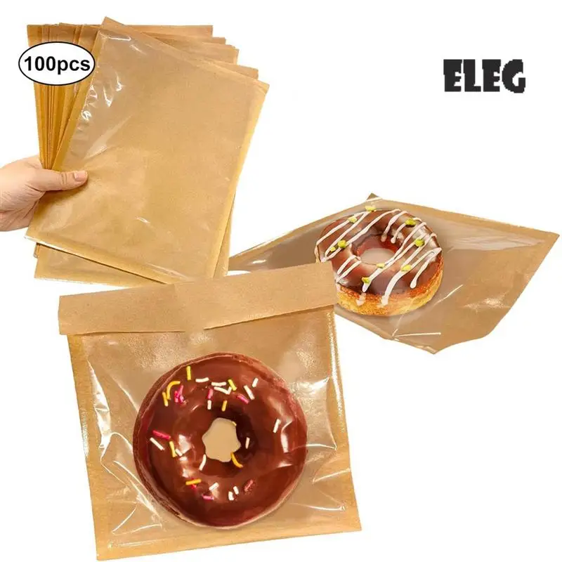 ELEG-100Pcs Heat Seal Bakery Bags, Grease Proof Kraft Paper Biscuit Packaging Cake Bags For Packaging Donut Dough Baked Goods
ELEG-100Pcs Heat Seal Bakery Bags, Grease Proof Kraft Paper Biscuit Packaging Cake Bags For Packaging Donut Dough Baked Goods