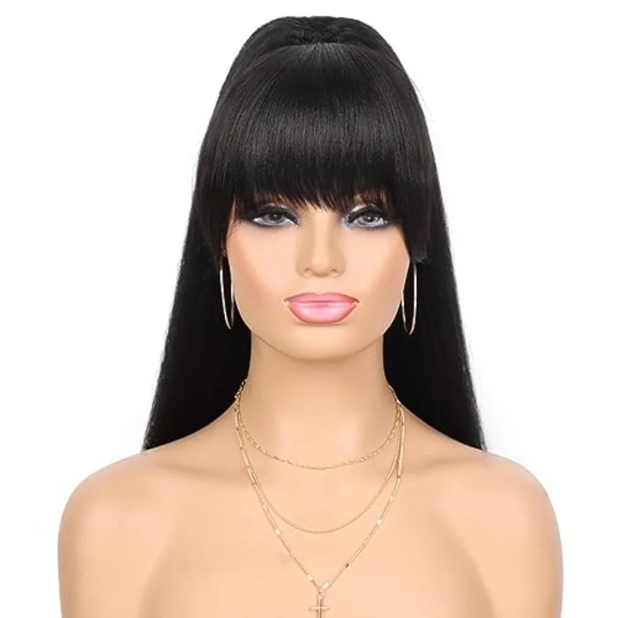 Yaki Drawstring Ponytail Extension with Bangs - Long Yaki Straight Clip in Ponytails Extension for Black Women Synthetic Hairpi
Yaki Drawstring Ponytail Extension with Bangs - Long Yaki Straight Clip in Ponytails Extension for Black Women Synthetic Hairpi