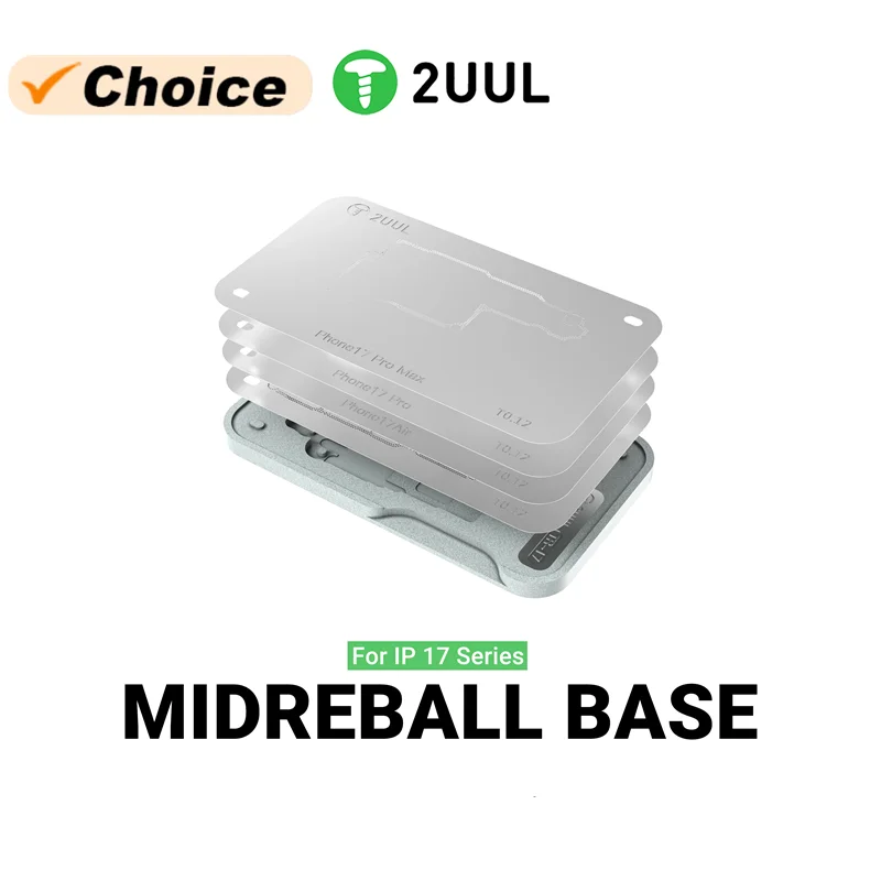2UUL BH40 Middle Layer Reballing Station MIDREBALL Base Reballing Stencil Steel Mesh for IP17 17Air 17Pro 17ProMax
2UUL BH40 Middle Layer Reballing Station MIDREBALL Base Reballing Stencil Steel Mesh for IP17 17Air 17Pro 17ProMax