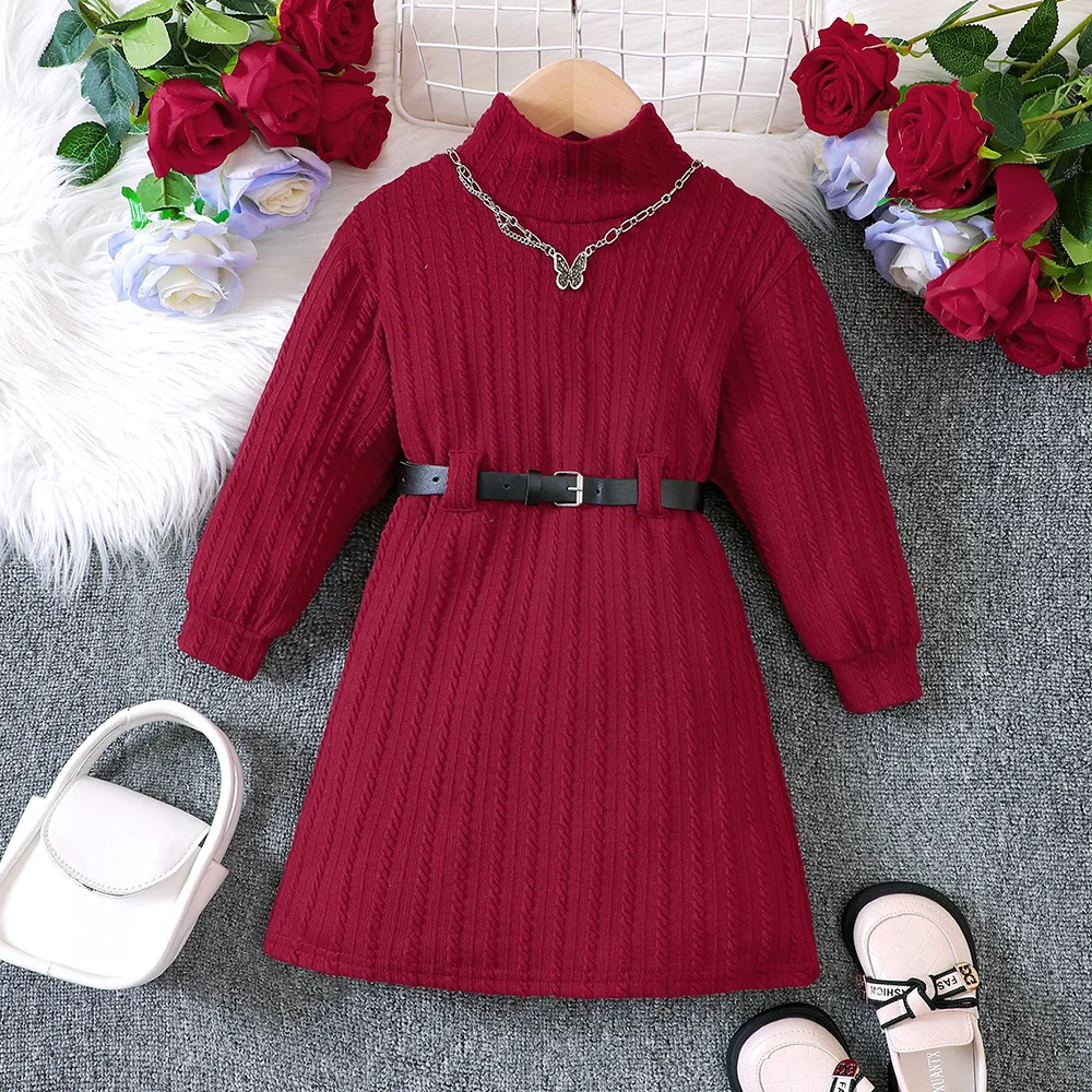 2023 Winter New Girls Dress Long Sleeve Turtleneck Belt Red Cute Designer Girls Princess Dress Vestido 18M-7T
2023 Winter New Girls Dress Long Sleeve Turtleneck Belt Red Cute Designer Girls Princess Dress Vestido 18M-7T