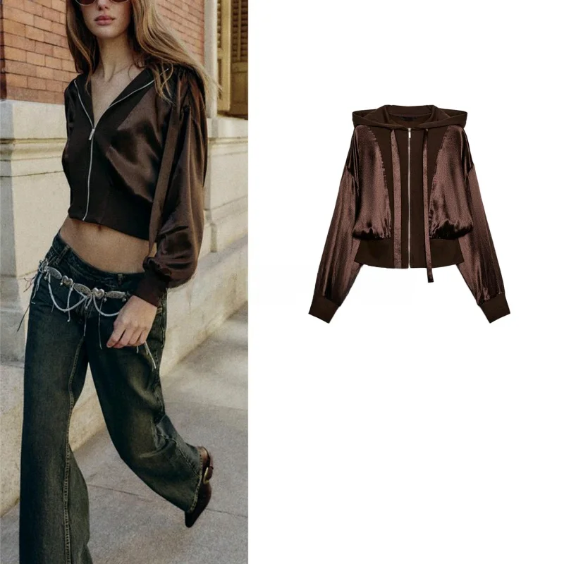 Casual Style Women's Shirt Hooded Zipper Long Sleeve Patchwork Silk Satin Feel Short Coat Winter New Arrival 1971169
Casual Style Women's Shirt Hooded Zipper Long Sleeve Patchwork Silk Satin Feel Short Coat Winter New Arrival 1971169