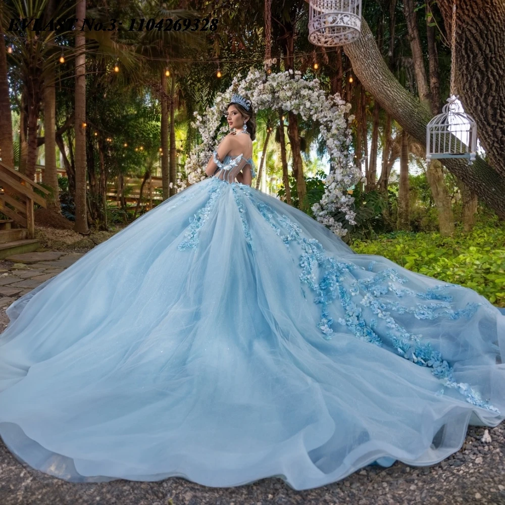 EVLAST индивидуальное небесно-голубое платье Quinceanera, бальное платье с 3D цветочной аппликацией, корсет с бисером, Sweet 16, Vestidos De 15 Anos E3Q770
EVLAST индивидуальное небесно-голубое платье Quinceanera, бальное платье с 3D цветочной аппликацией, корсет с бисером, Sweet 16, Vestidos De 15 Anos E3Q770
