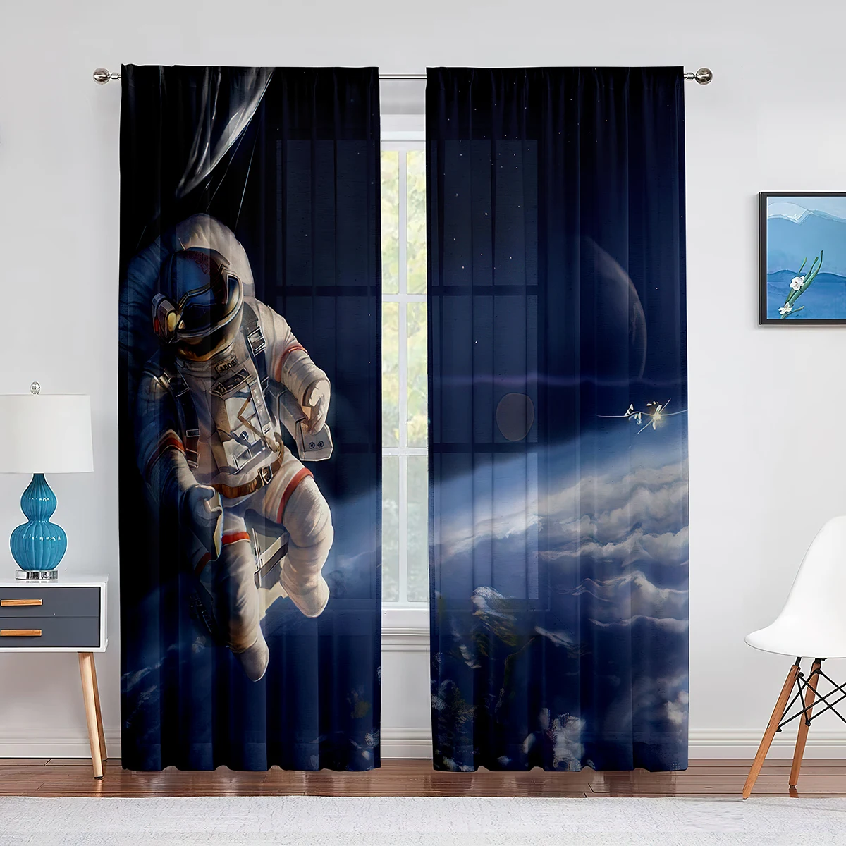 Floating Astronaut In Space Nebula Tulle Curtains for Living Room Bedroom Kitchen Decor Sheer Voile Curtains Window Treatment
Floating Astronaut In Space Nebula Tulle Curtains for Living Room Bedroom Kitchen Decor Sheer Voile Curtains Window Treatment