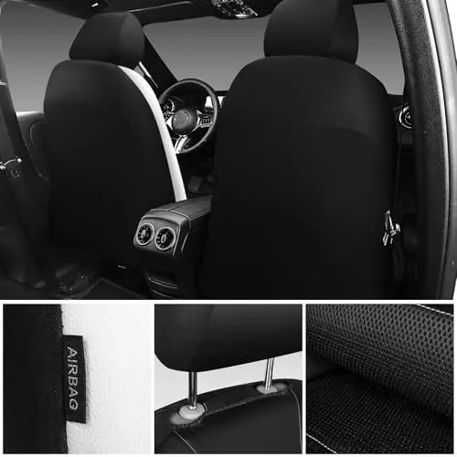CAR PASS Universal Leather Front Seat Covers - Black & White Sporty Design, Anti-Slip & Breathable
CAR PASS Universal Leather Front Seat Covers - Black & White Sporty Design, Anti-Slip & Breathable