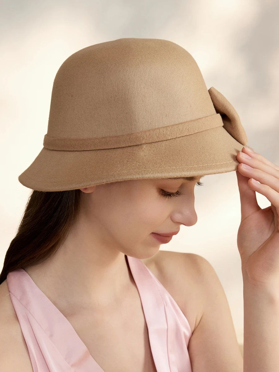 Solid Color Polyester Retro British Style Bucket Hat With Bow Decor For Women
Solid Color Polyester Retro British Style Bucket Hat With Bow Decor For Women