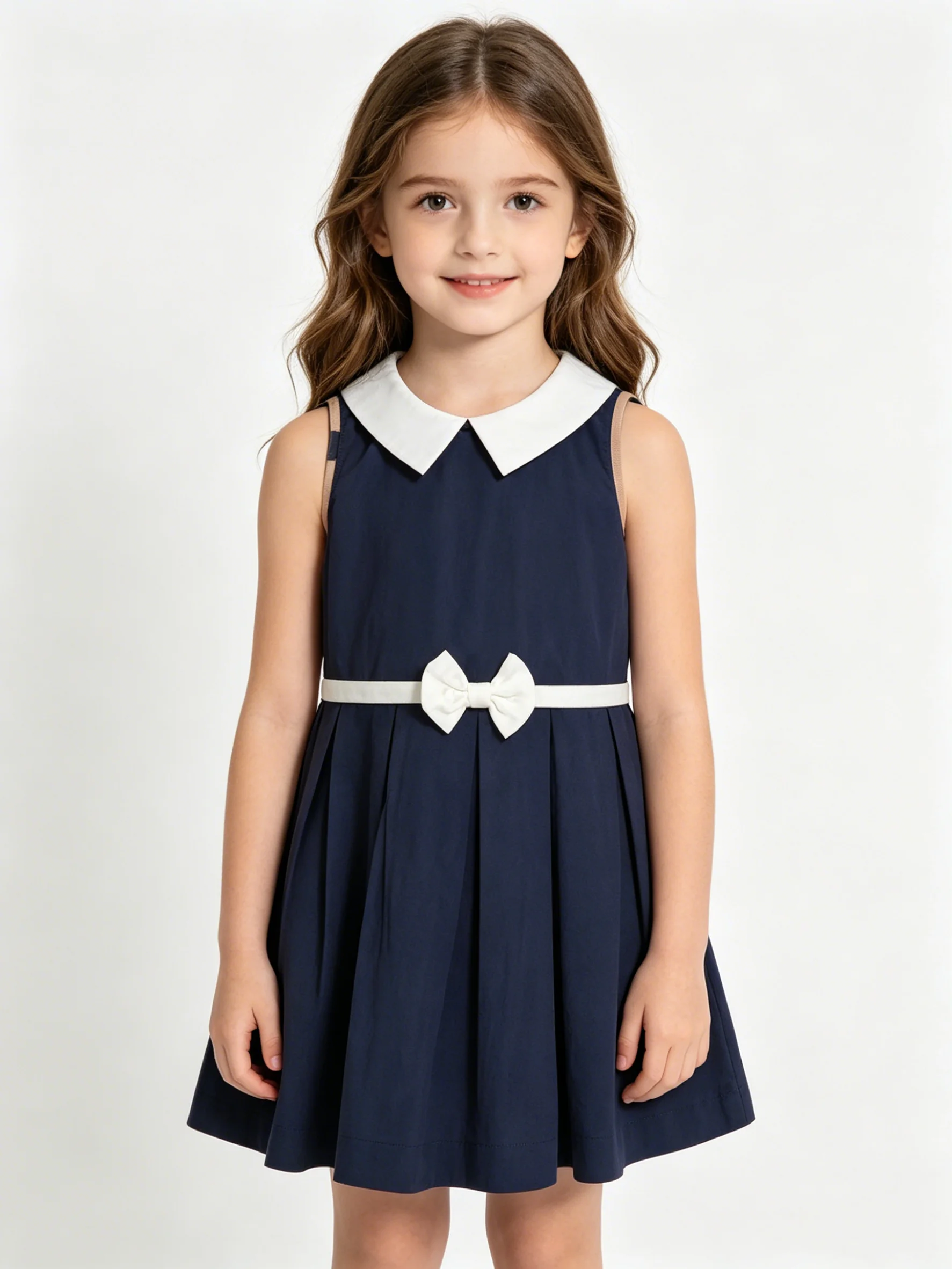 Baby Girl Dress Summer Sleeveless Vest Navy Blue Checkered Cotton Girl Dress Cute White Bow Lapel Girl Beach 1516
Baby Girl Dress Summer Sleeveless Vest Navy Blue Checkered Cotton Girl Dress Cute White Bow Lapel Girl Beach 1516