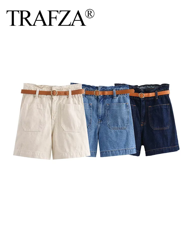 TRAFZA Female Fashion Denim Shorts Solid All Matched With Belt Pockets Causal High Waist 2024 Summer Vintage Short Pants TRAF
TRAFZA Female Fashion Denim Shorts Solid All Matched With Belt Pockets Causal High Waist 2024 Summer Vintage Short Pants TRAF
