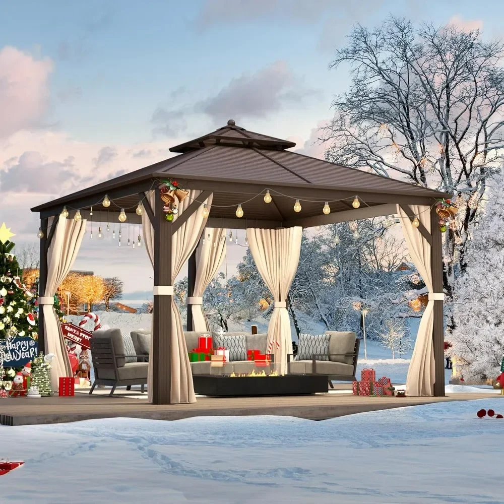 12' X 12' Hardtop Aluminum Gazebo,with Aluminum Frame,with Curtains And Netting, Galvanized Steel Double Roof Metal Gazebo
12' X 12' Hardtop Aluminum Gazebo,with Aluminum Frame,with Curtains And Netting, Galvanized Steel Double Roof Metal Gazebo