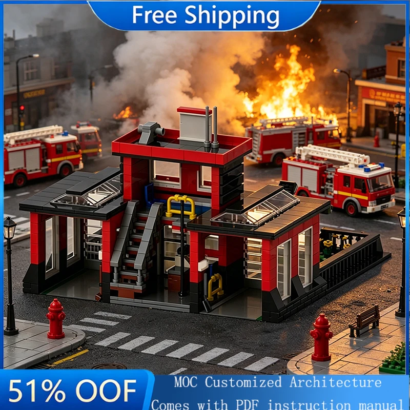 544 Parts MOC Modern City Street View Fire Station Building Model DIY Custom Puzzle Technology Creative Assembly Kids Toys Gifts
544 Parts MOC Modern City Street View Fire Station Building Model DIY Custom Puzzle Technology Creative Assembly Kids Toys Gifts
