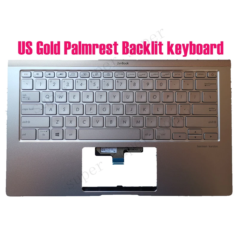 SSS+ US Gold Palmrest Backlit keyboard for Asus Zenbook 14" UX433FA UX433FN
SSS+ US Gold Palmrest Backlit keyboard for Asus Zenbook 14" UX433FA UX433FN