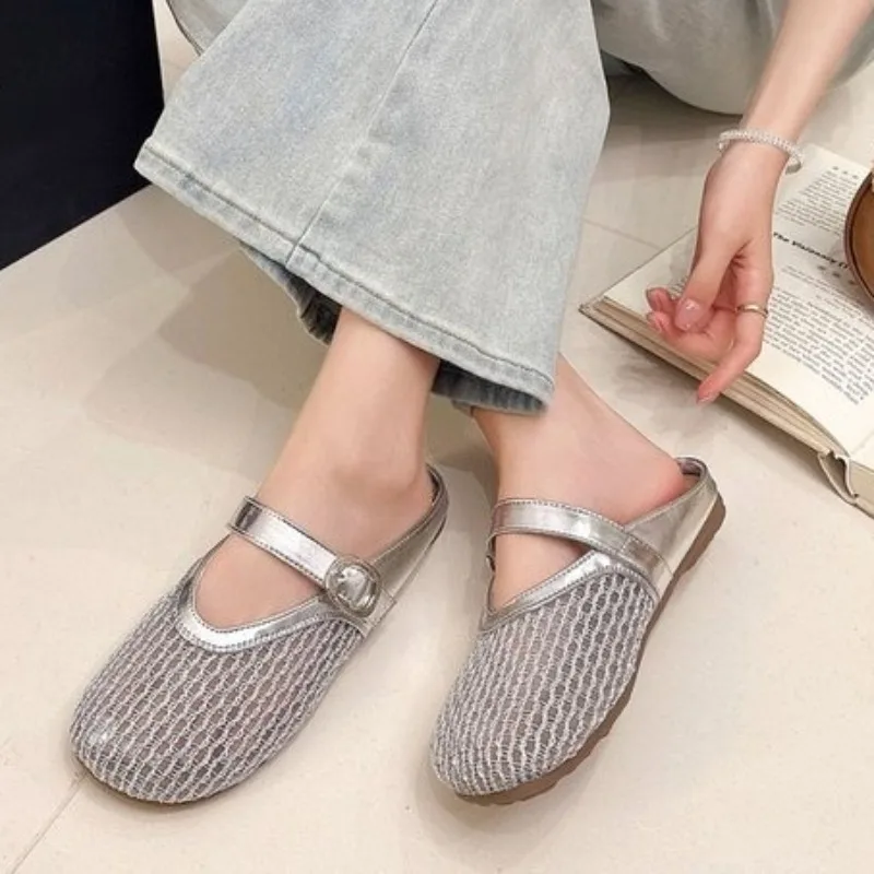 Baotou Half Slippers 2026 Summer New Shoes Mesh Breathable and Comfortable Flat Bottom Hollow out Boken Slippers Fashion
Baotou Half Slippers 2026 Summer New Shoes Mesh Breathable and Comfortable Flat Bottom Hollow out Boken Slippers Fashion