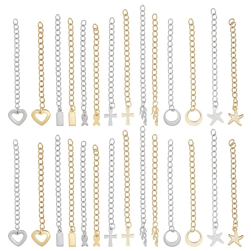 1box 28pcs 14 style 304 Stainless Steel Chain Extender Curb Chain with 202 Stainless Steel for End Chains Cross & Ring
1box 28pcs 14 style 304 Stainless Steel Chain Extender Curb Chain with 202 Stainless Steel for End Chains Cross & Ring
