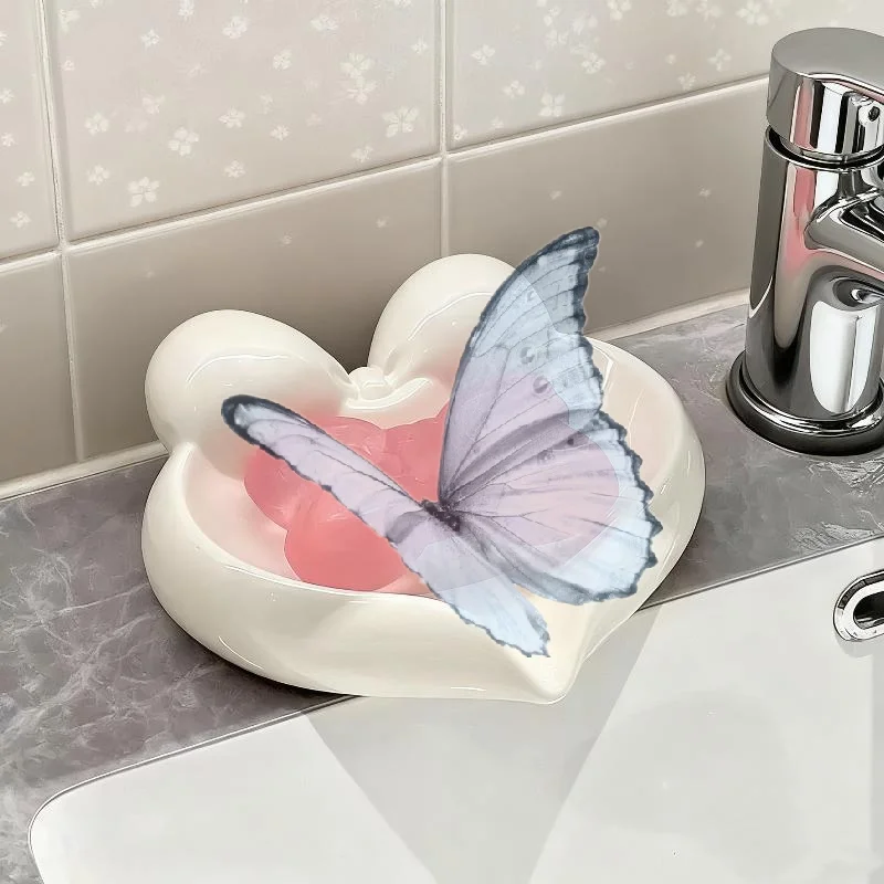 Cute Bow Heart Shaped Ceramic Soap Dish With Self Draining Design For Bathroom Vanity Sink Countertop Home Decor
Cute Bow Heart Shaped Ceramic Soap Dish With Self Draining Design For Bathroom Vanity Sink Countertop Home Decor