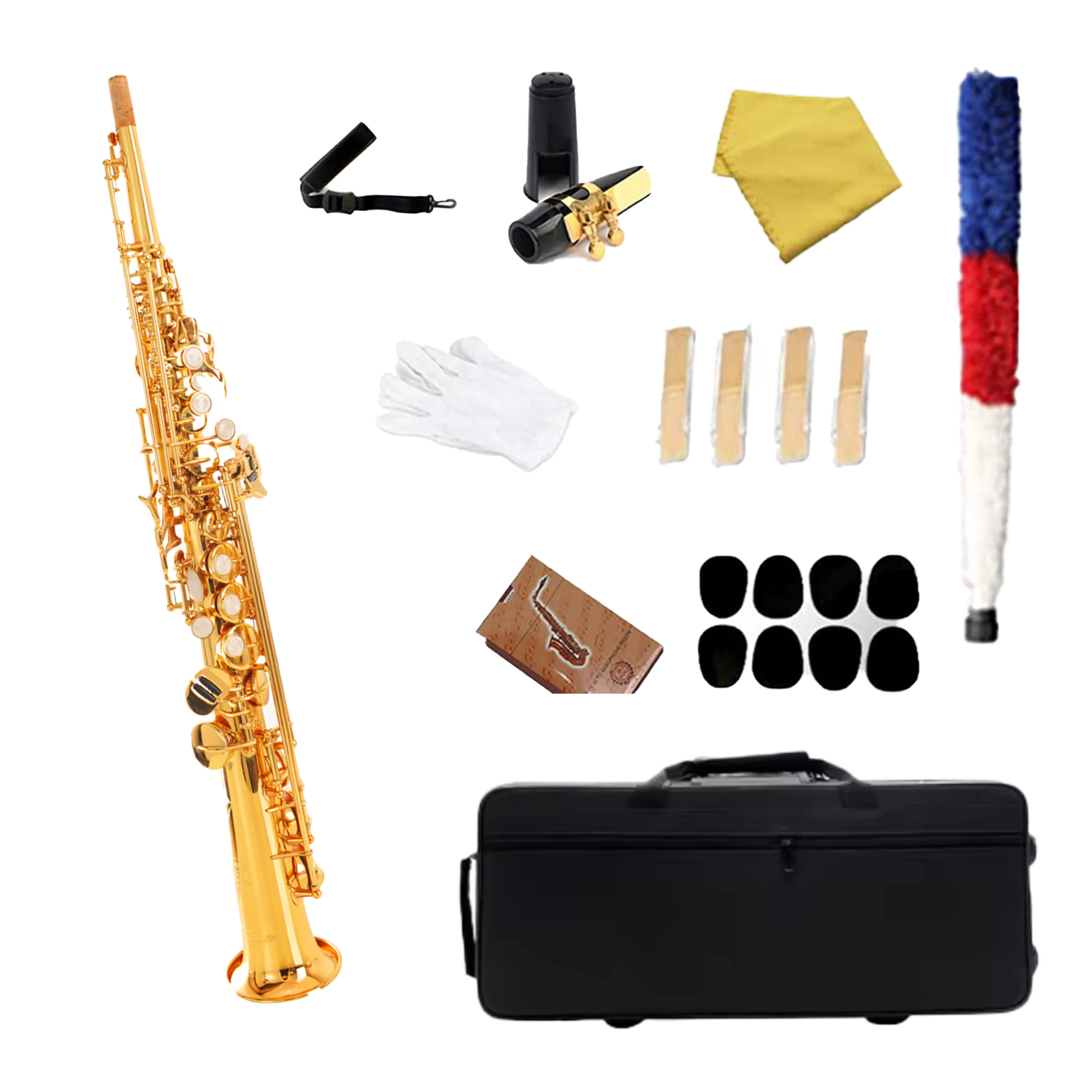 Hymna Golden Lacquer Straight Soprano Saxophone Bb Tune Professional Woodwind Instrument Complete Accessories Set
Hymna Golden Lacquer Straight Soprano Saxophone Bb Tune Professional Woodwind Instrument Complete Accessories Set