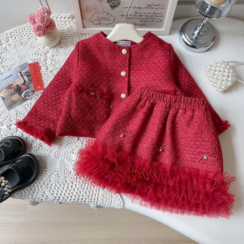 Girls' Little Fragrant Wind Suit Winter New Style Girls' Fashion Long Sleeve Coat+Half Skirt Two Piece Set
Girls' Little Fragrant Wind Suit Winter New Style Girls' Fashion Long Sleeve Coat+Half Skirt Two Piece Set