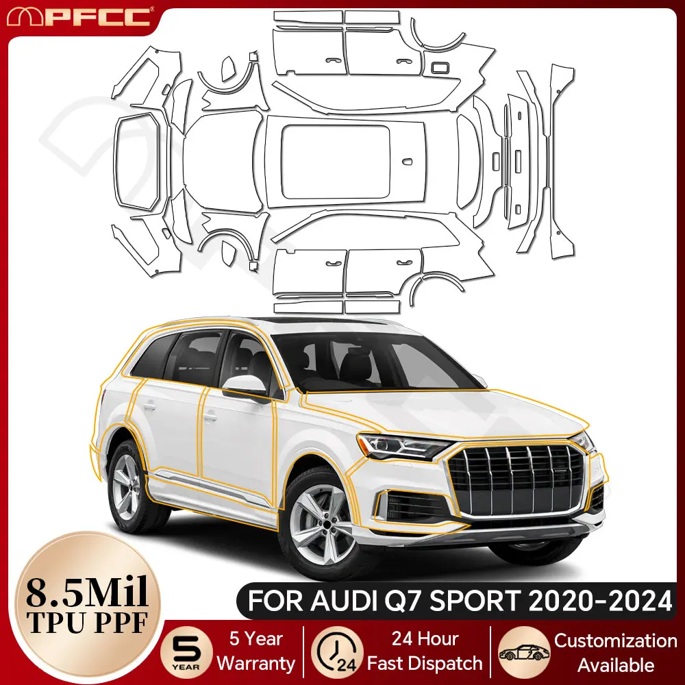 For Audi Q7 Sport 2020-2024 8.5Mil TPU Paint Protection Film Car Body Pre-cut PPF Bra Anti-Scratch Clear Kit Resistant Cover
For Audi Q7 Sport 2020-2024 8.5Mil TPU Paint Protection Film Car Body Pre-cut PPF Bra Anti-Scratch Clear Kit Resistant Cover