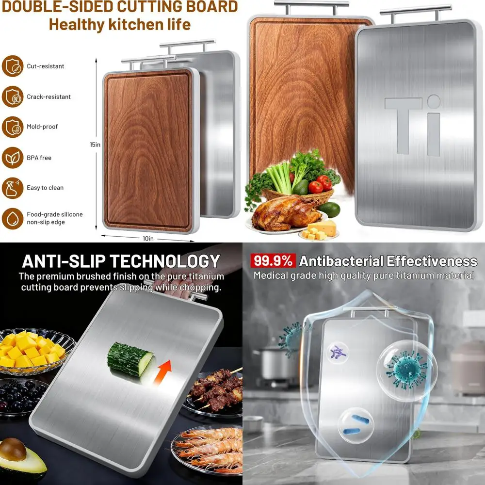 Double-Sided Ebony Wood and Metal Chopping Board with Handle and Juice Groove for Meat and Charcuterie Kitchen Appliances
Double-Sided Ebony Wood and Metal Chopping Board with Handle and Juice Groove for Meat and Charcuterie Kitchen Appliances