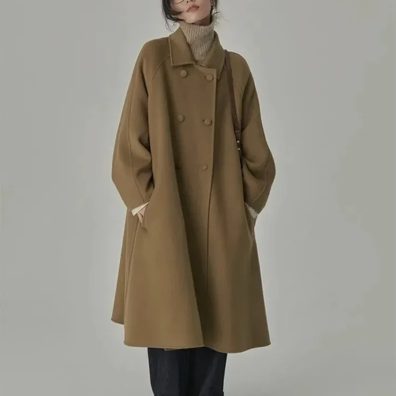 Женское твидовое пальто средней длины, Осень-зима 2024, женская зимняя куртка, шерстяные пальто с отложным воротником, Женское пальто, зимний Тренч 
Женское твидовое пальто средней длины, Осень-зима 2024, женская зимняя куртка, шерстяные пальто с отложным воротником, Женское пальто, зимний Тренч