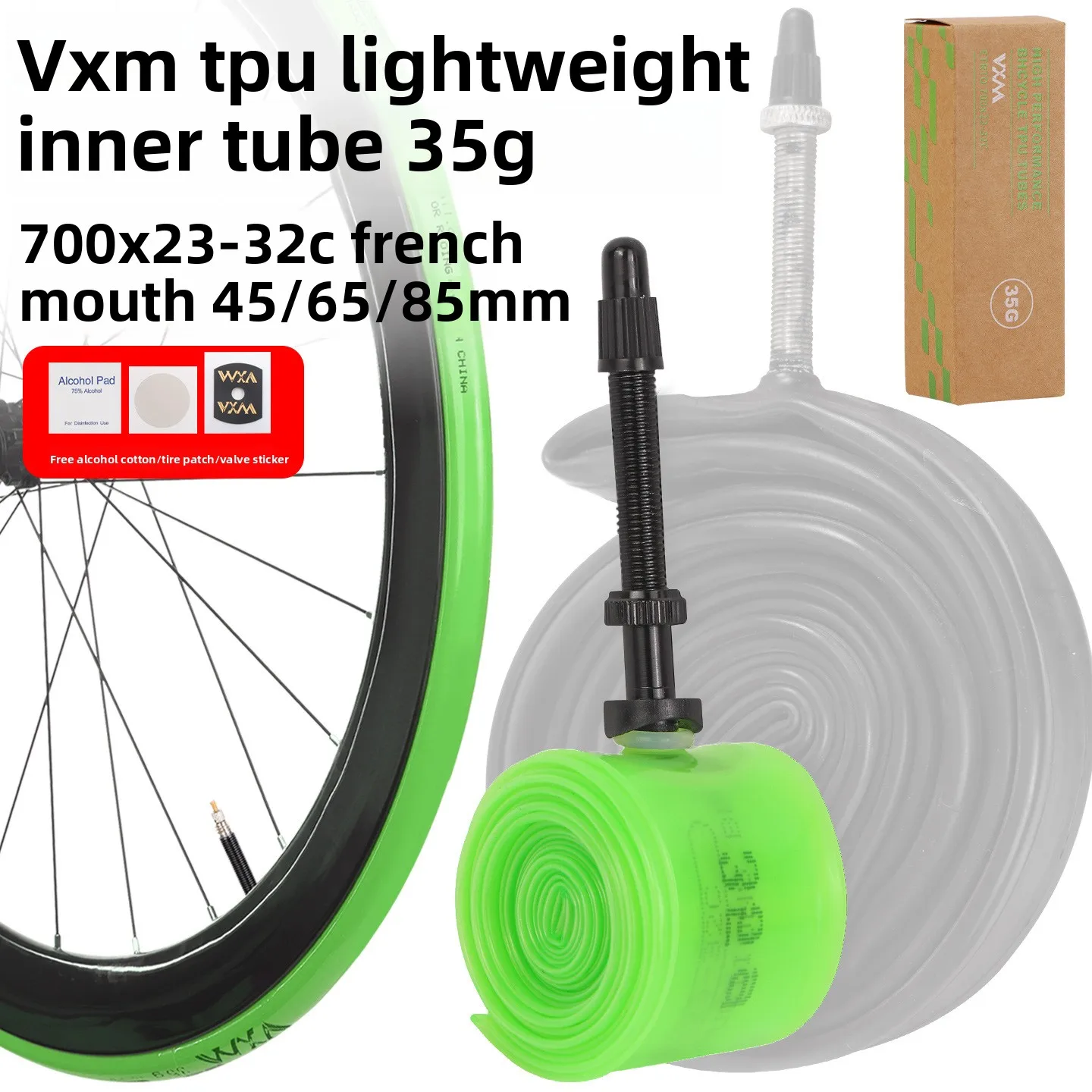 Highway bicycle TPU inner tube 700X23-32C French aluminum alloy air nozzle 48/65/85mm portable inner tube Bike Inner Tube
Highway bicycle TPU inner tube 700X23-32C French aluminum alloy air nozzle 48/65/85mm portable inner tube Bike Inner Tube