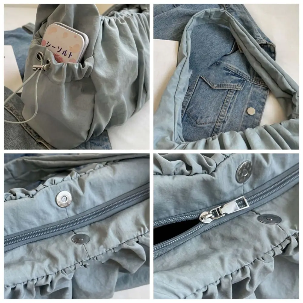 Simple Drawstring Canvas Shoulder Bag Pleated Korean Style Cloud Crossbody Bag Large Capacity Casual Underarm Bag Girls
Simple Drawstring Canvas Shoulder Bag Pleated Korean Style Cloud Crossbody Bag Large Capacity Casual Underarm Bag Girls