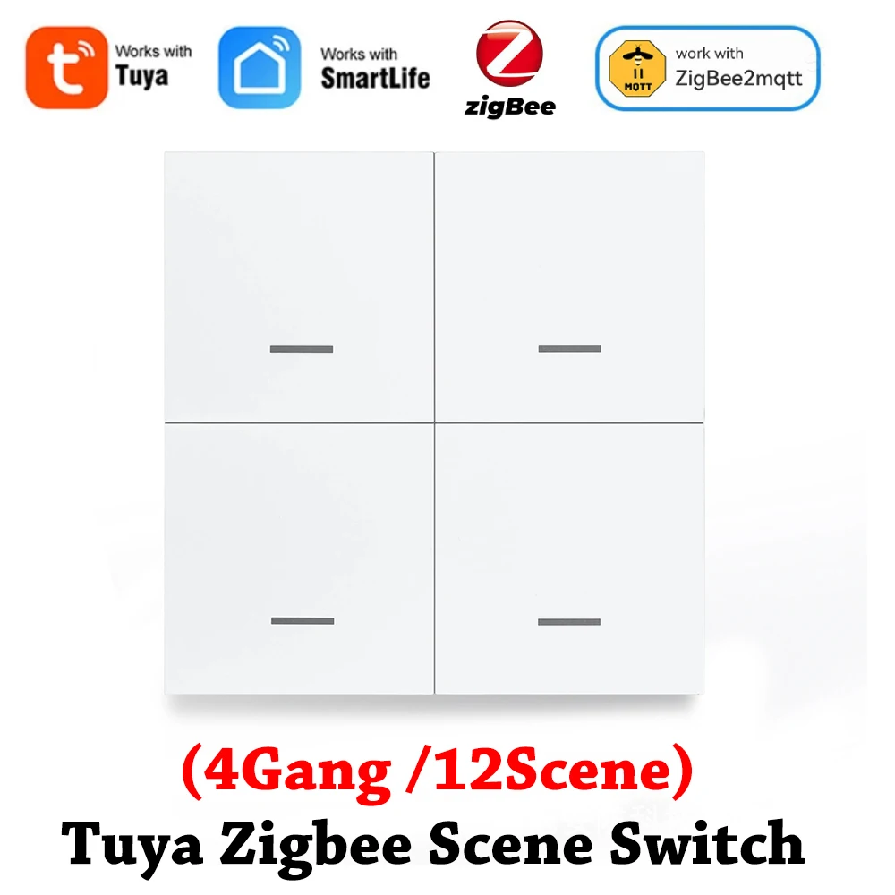 Смарт-переключатель Tuya ZigBee, 4 клавиши, 12 режимов работы, работает с приложением Zigbee2mqtt
Смарт-переключатель Tuya ZigBee, 4 клавиши, 12 режимов работы, работает с приложением Zigbee2mqtt