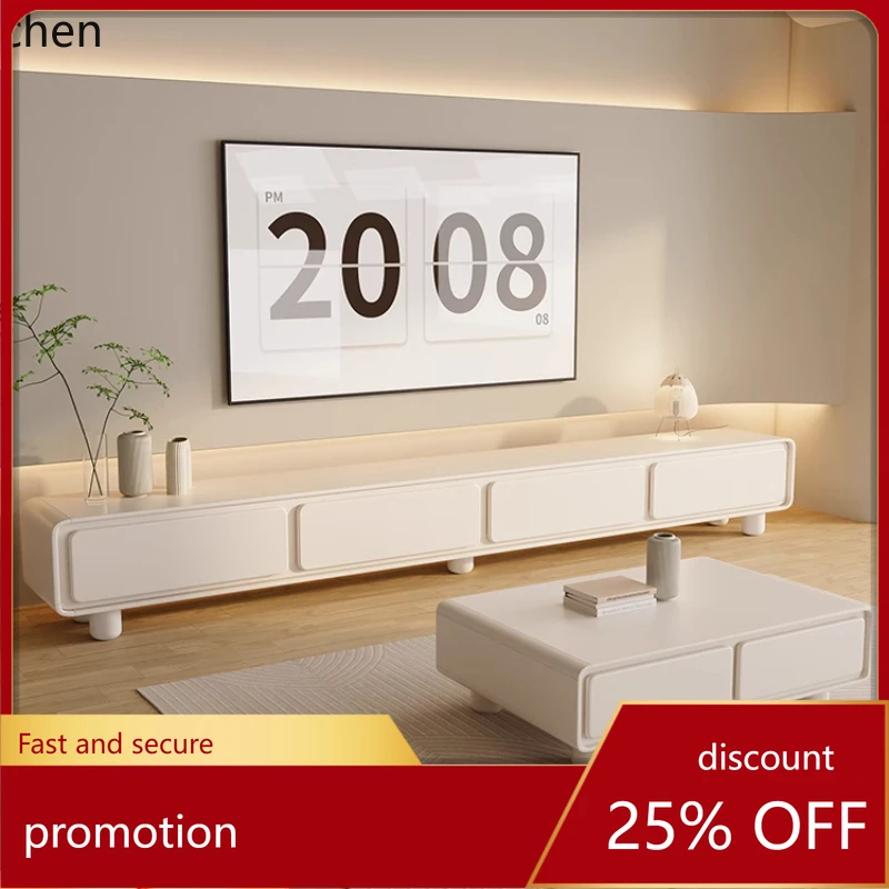 CZ rounded corner cream wind white TV cabinet simple coffee table combination living room minimalist furniture
CZ rounded corner cream wind white TV cabinet simple coffee table combination living room minimalist furniture