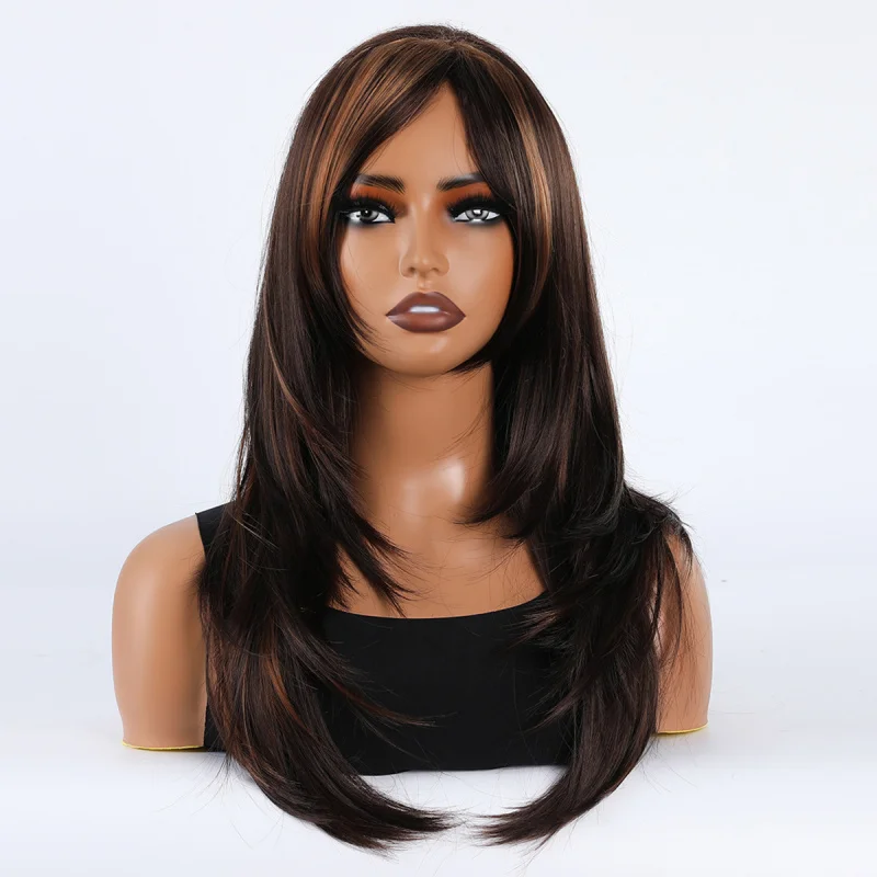 Full- wig with bangs, shoulder-length medium hair, gradient brown-black, European and American style, long straight w
Full- wig with bangs, shoulder-length medium hair, gradient brown-black, European and American style, long straight w